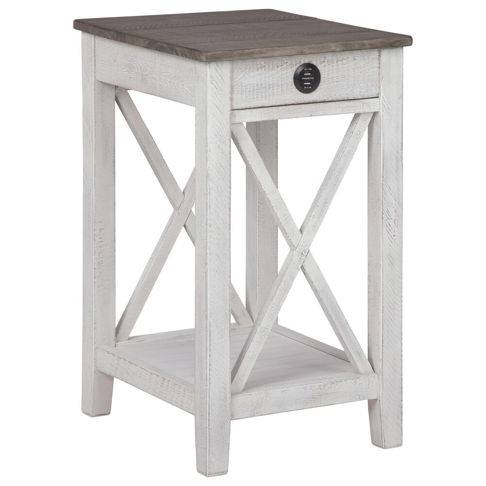 Ashley Adalane Accent Table in Distressed White and Gray, , large