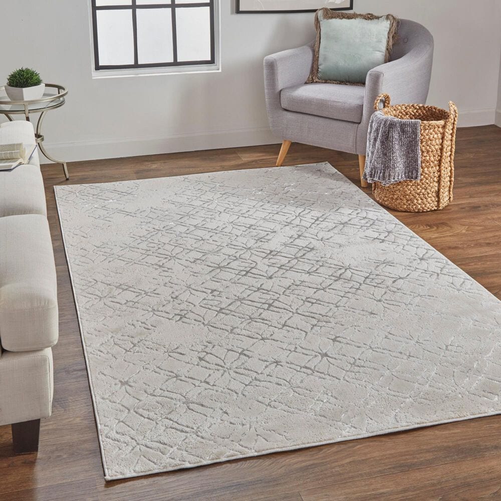 Feizy Micah Beige and Silver 3&#39;11&quot; x 6&#39; Area Rug, , large