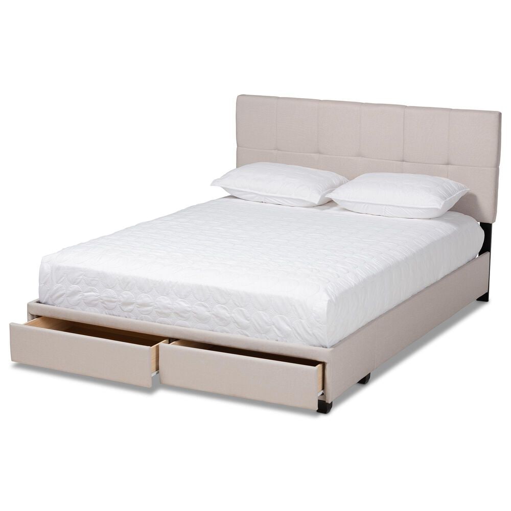 Baxton Studio Netti Queen Storage Bed with Beige Upholstered in Black, , large