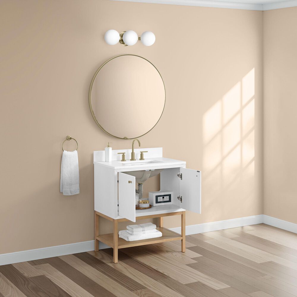 37B Isadore 30" Single Bathroom Vanity Cabinet in Bright White and White Composite Stone Top and Backsplash, , large