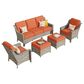 HOMLUX 5-Piece Patio Conversation Set with Two Ottomans in Orange Red, , large