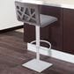 Blue River Crystal Adjustable Swivel Bar Stool in Gray Faux Leather, Stainless Steel and Gray Walnut Veneer, , large