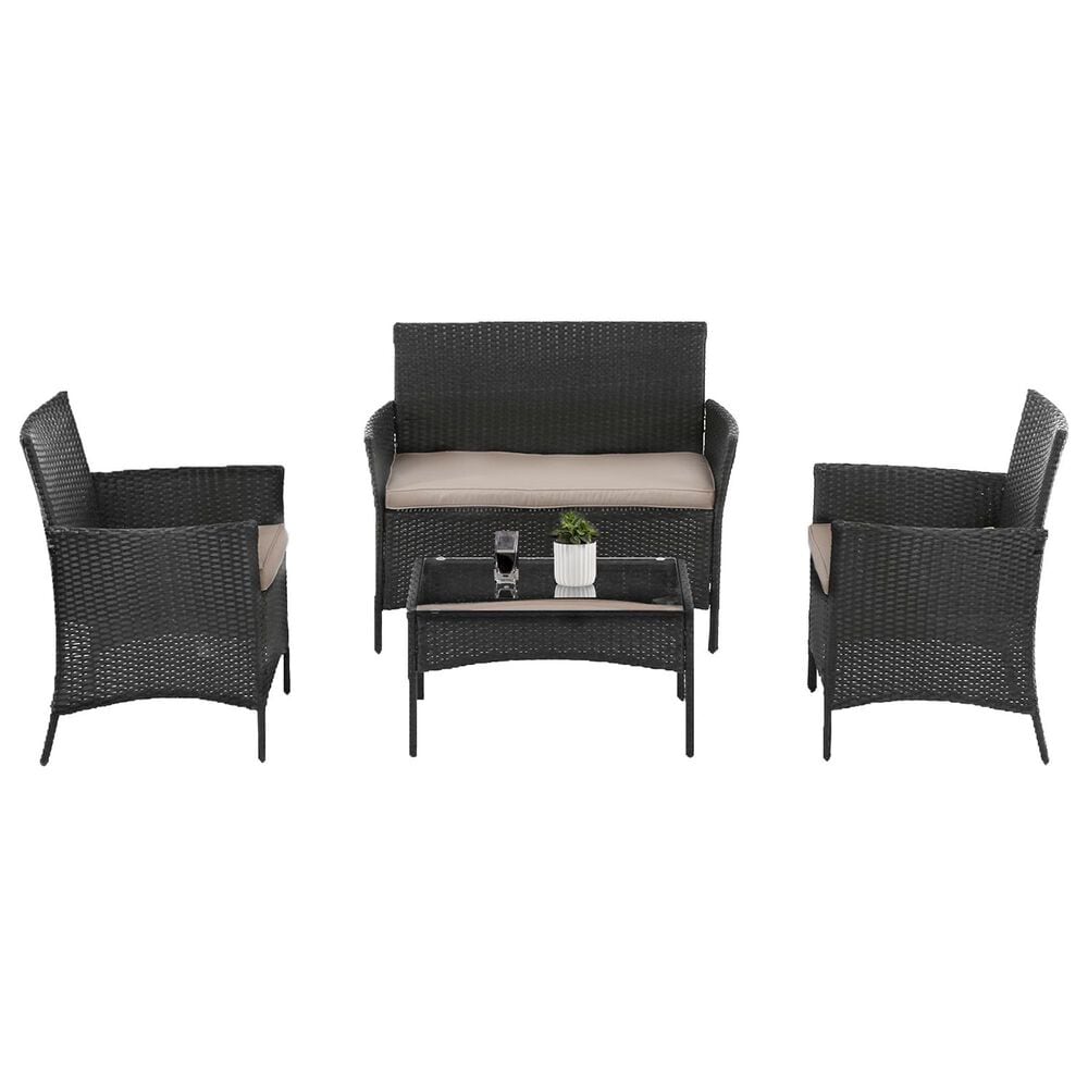Furniture of America Bianca 4-Piece Patio Conversation Set in Black, , large