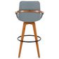 Lumisource Cosmo Swivel Barstool with Grey Cushion in Walnut and Black, , large