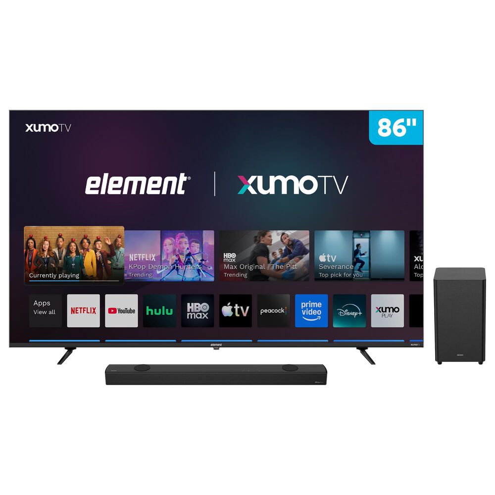 Element 86" 4K UHD HDR Xumo - Smart TV with 2.1 Channel Soundbar System in Black, , large