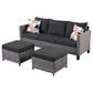HOMLUX 3-Piece 77" Patio Sofa and Ottoman Set in Black, , large