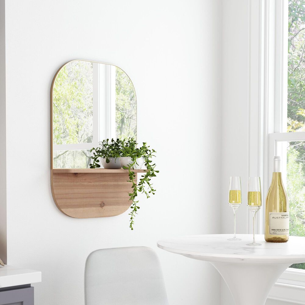 Zuo Modern Meridian Mirror in Gold and Brown, , large