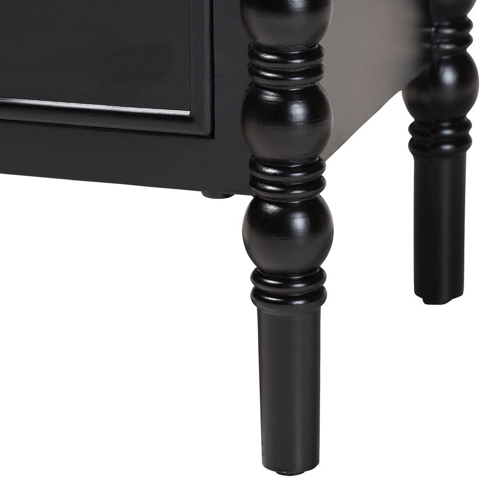 Baxton Studio Malinda 2-Drawer End Table with Spindle Legs in Black, , large