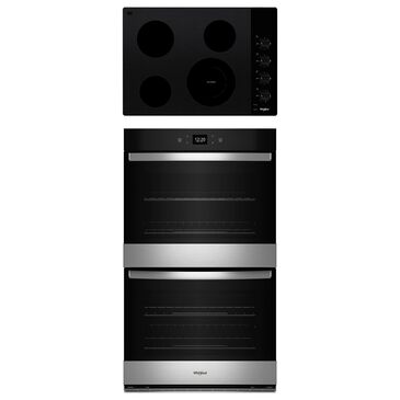 Whirlpool 2-Piece Kitchen Package with 10 Cu. Ft. Double Wall Oven and Electric Cooktop in Fingerprint Resistant Stainless Steel and Black, , large