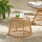 Hearth and Haven Elaine Outdoor Faux Rattan Side Table with Cage Frame Design in Light Brown, , large