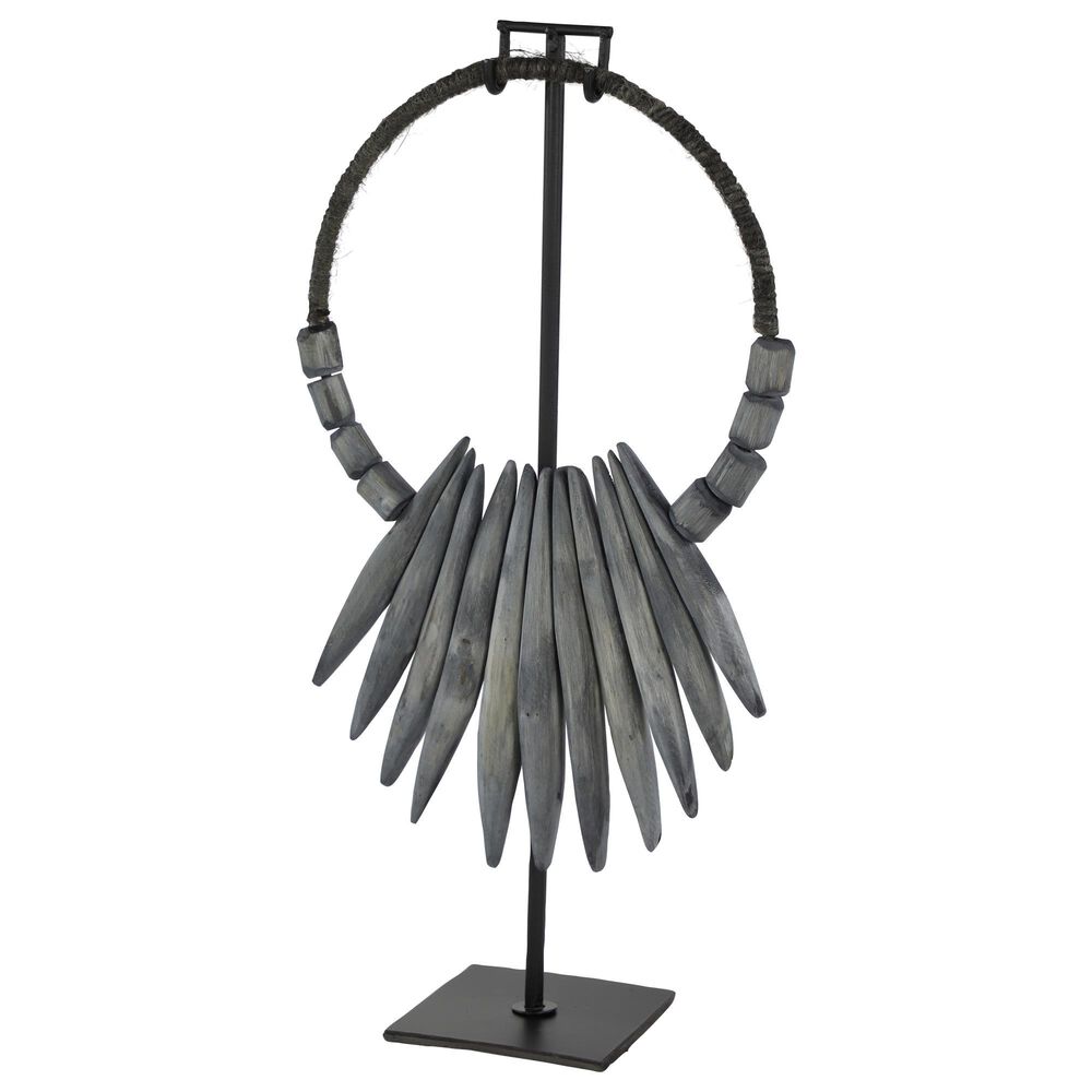 Maple and Jade 20" Bohemian Abstract Sculpture in Black and Light Grey, , large