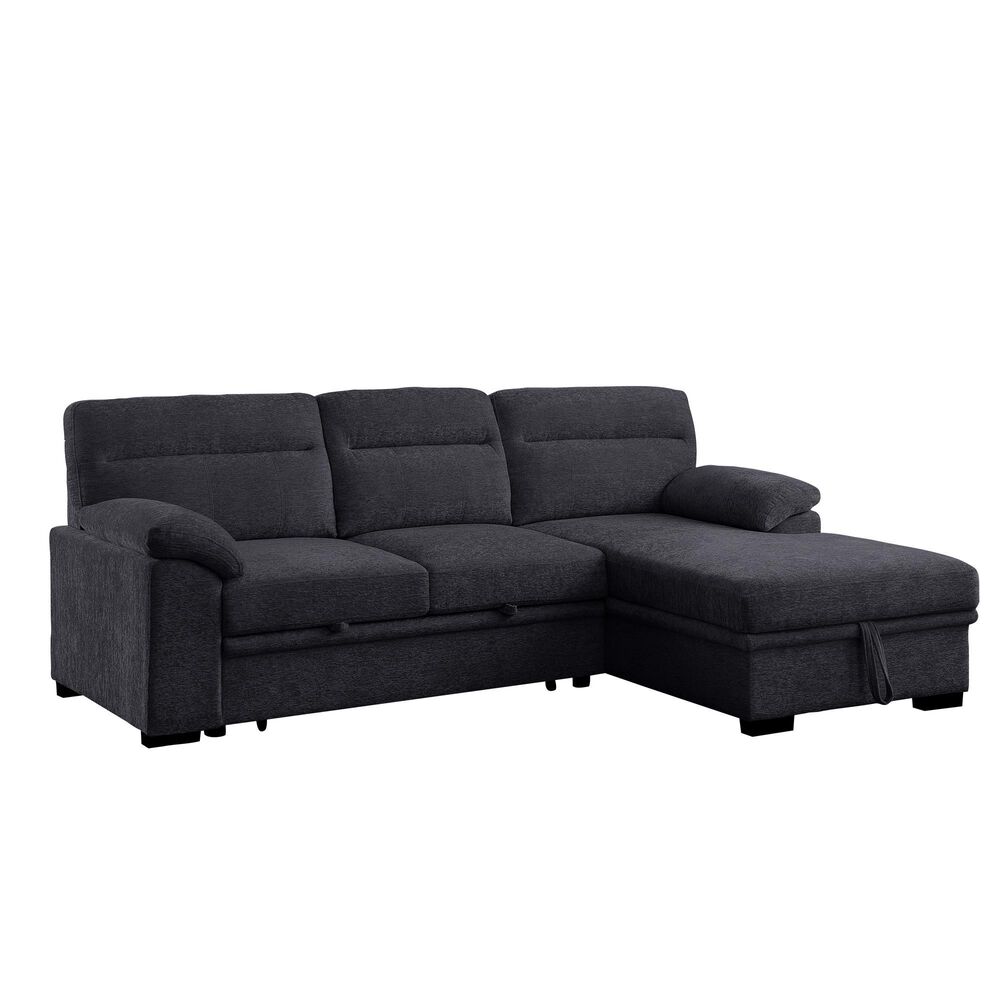 Lilola Home Kipling II 92.5" Stationary Sleeper Sofa in Dark Gray, , large