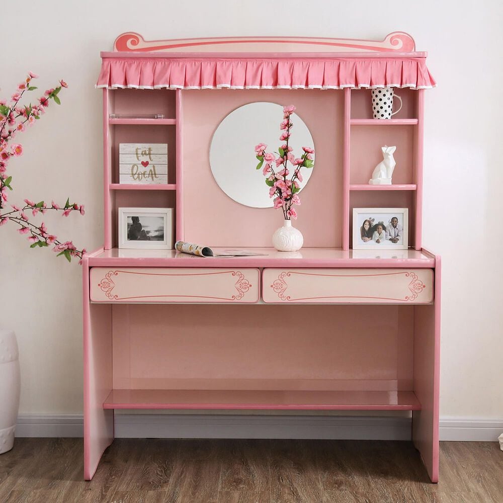 Furniture of America Sloan Desk with Hutch in Pink, , large