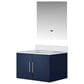 Lexora Home Geneva 30" Single Bathroom Vanity in Glossy White with 2 cm White Carrara Marble Top, Rectangular Sink and 30" LED Mirror, , large