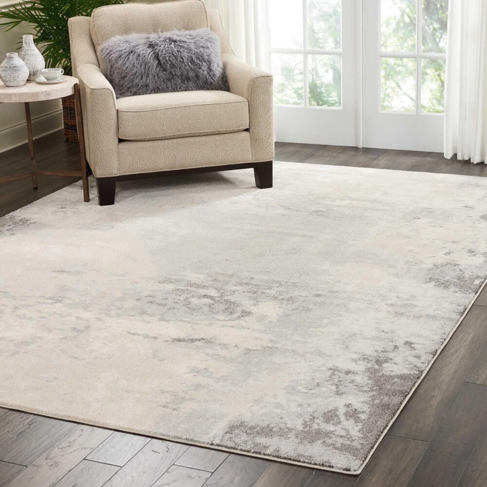 Nourison Maxell MAE13 9&#39;3&quot; x 12&#39;9&quot; Ivory and Grey Area Rug, , large