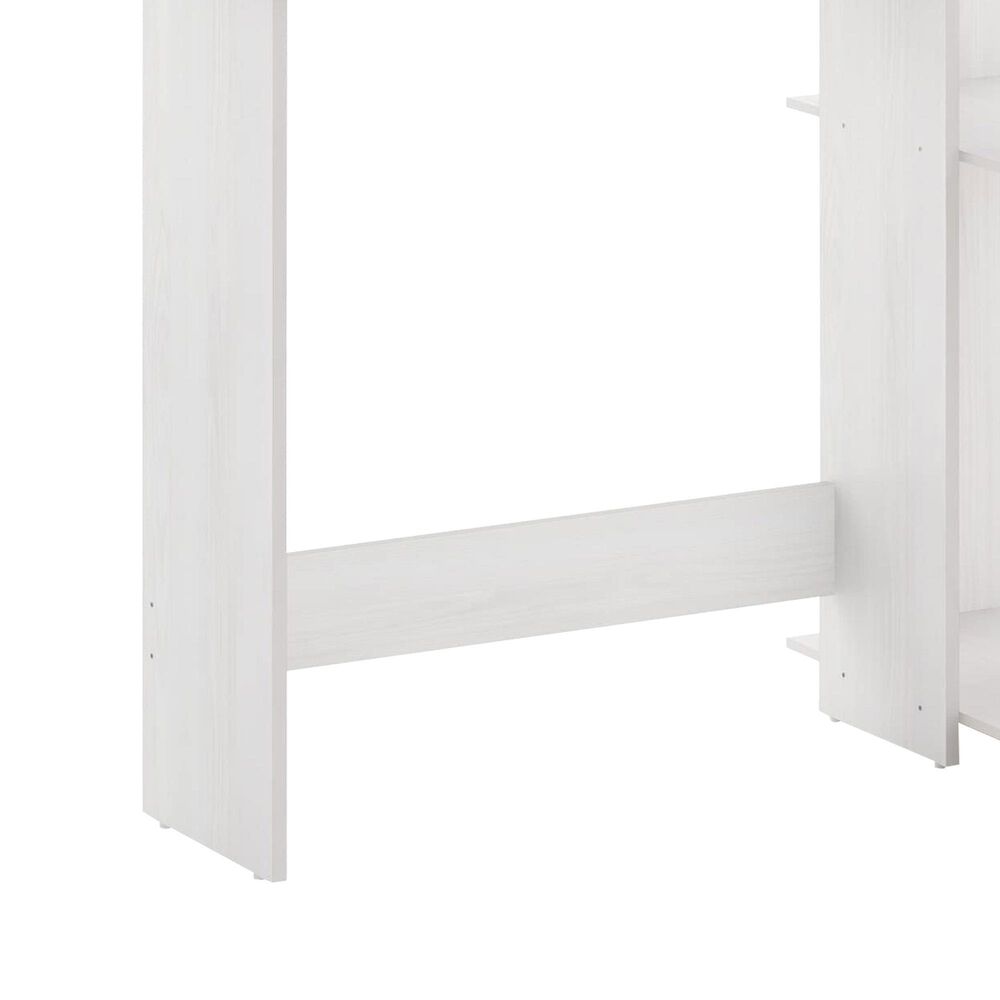 HOMLUX L-Shaped Computer Desk with Open Display Shelves in White Oak and Stainless Steel, , large