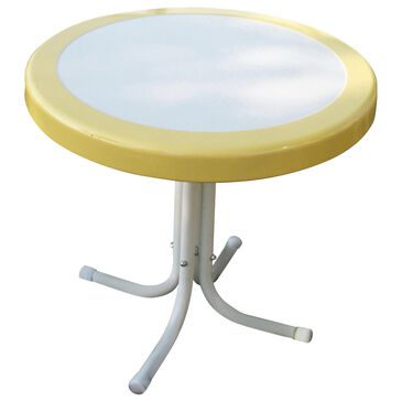 4D Concepts Retro Round End Table in Yellow and White, , large