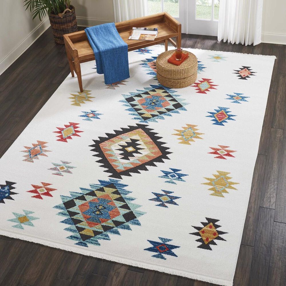 Nourison Navajo NAV07 9"3" x 13" White Area Rug, , large