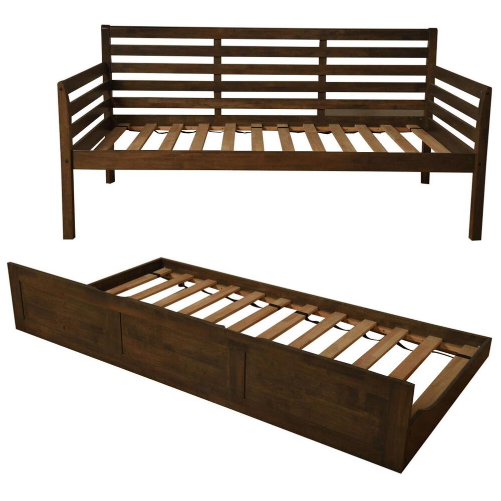 Kodiak Furniture Boho Daybed with Trundle in Rustic Walnut Nebraska