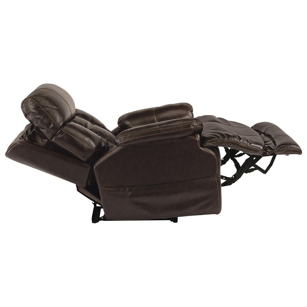 Flexsteel Clive Big and Tall Leather Power Recliner with Power Headrest and Lumbar in Brown, , large