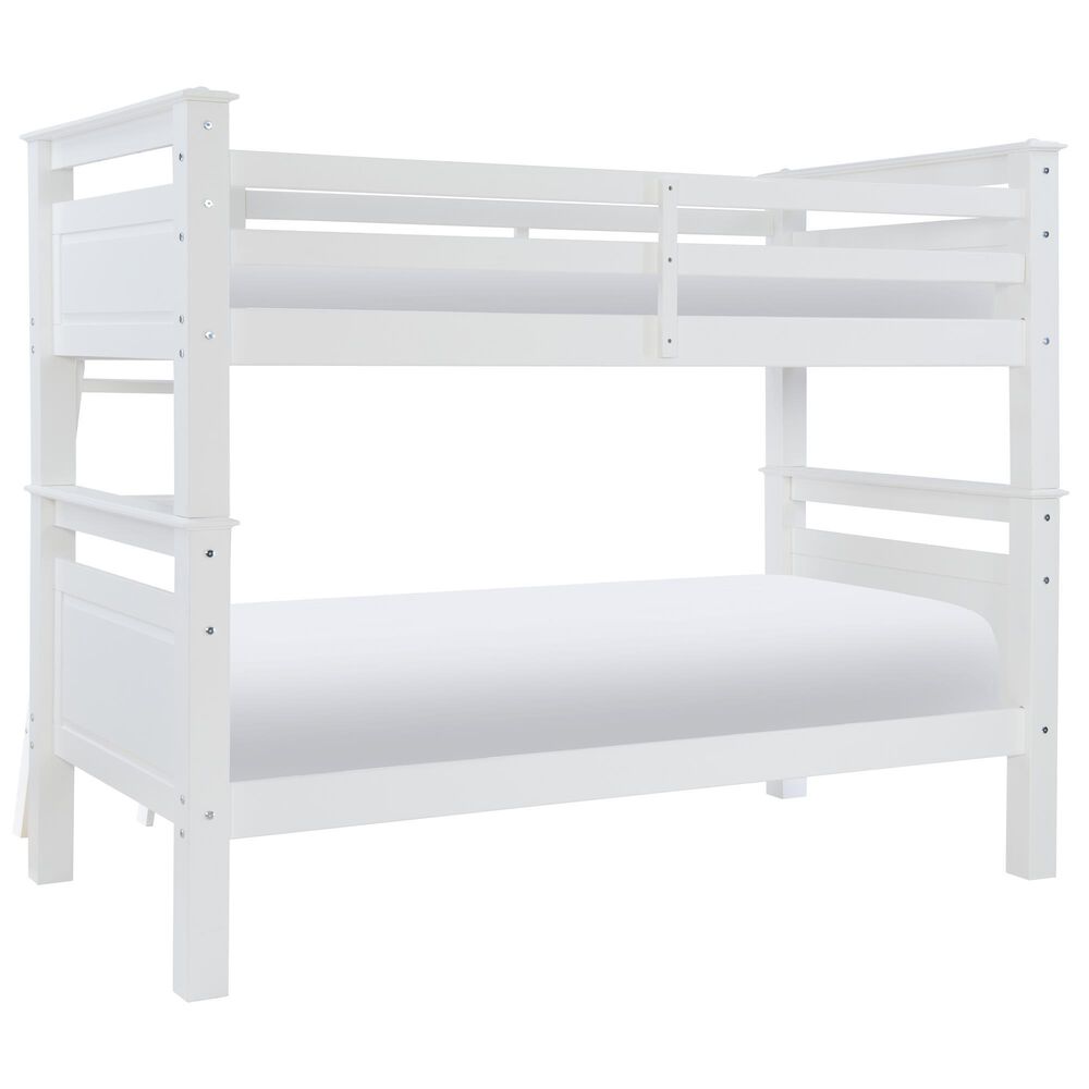 Linon Home Decor Beckett Twin Over Twin Bunk Bed in White, , large