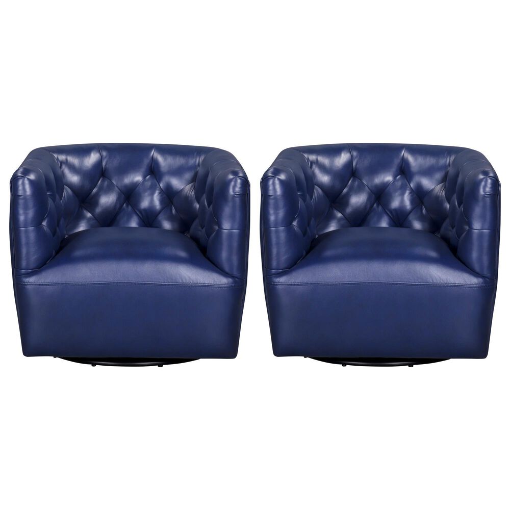 Italiano Furniture Cambria Mira Swivel Chair in Blue (Set of 2), , large