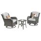 HOMLUX 3-Piece Patio Conversation Set with Swivel Chairs in Grey, , large