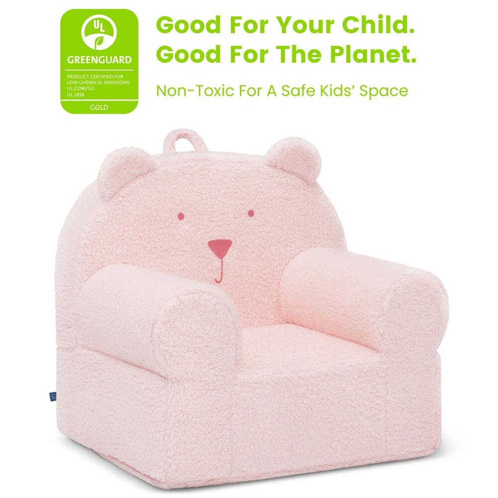 Delta Children Sherpa Bear Chair in Blush Pink, , large