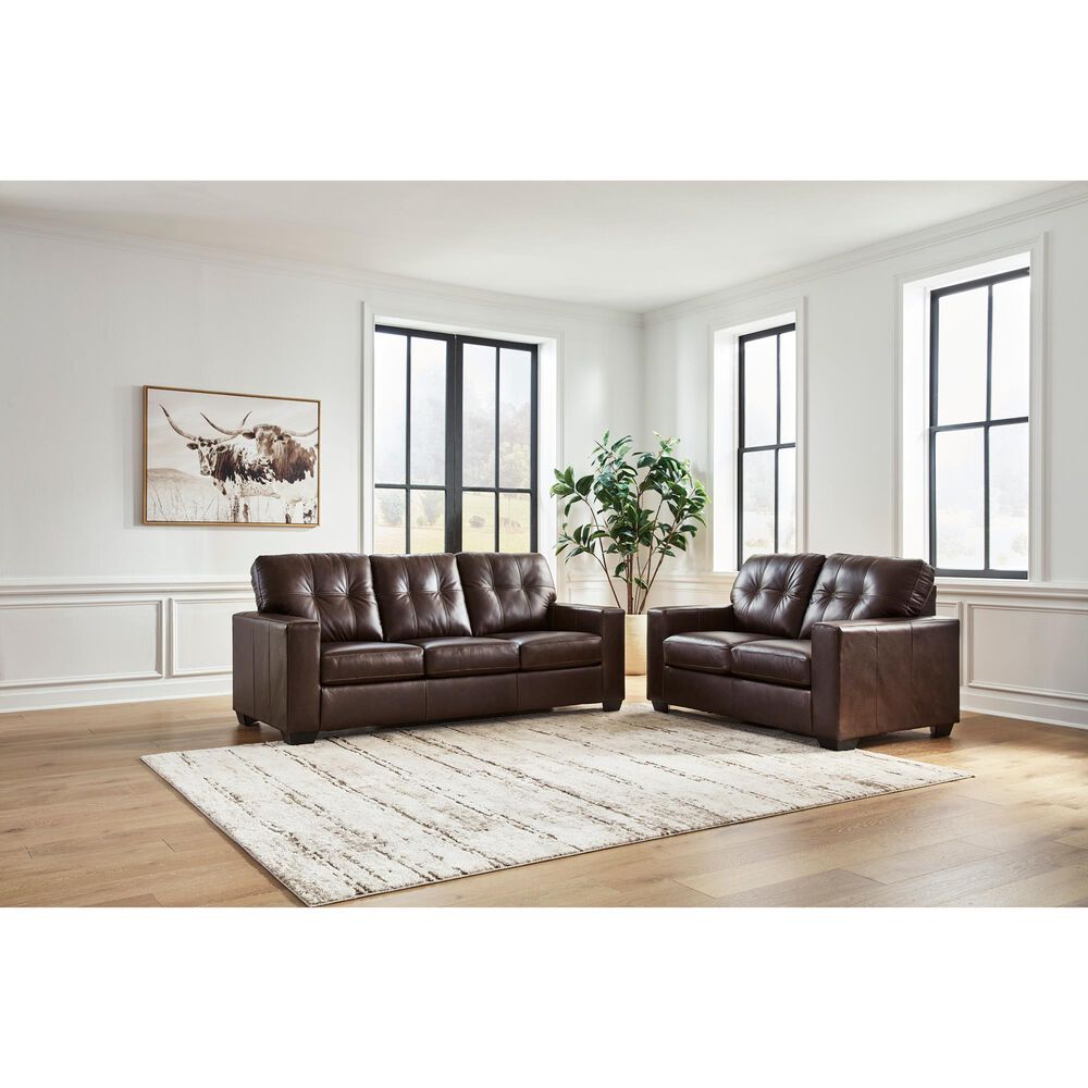 Ashley Santorine Stationary Loveseat in Dark Brown, , large