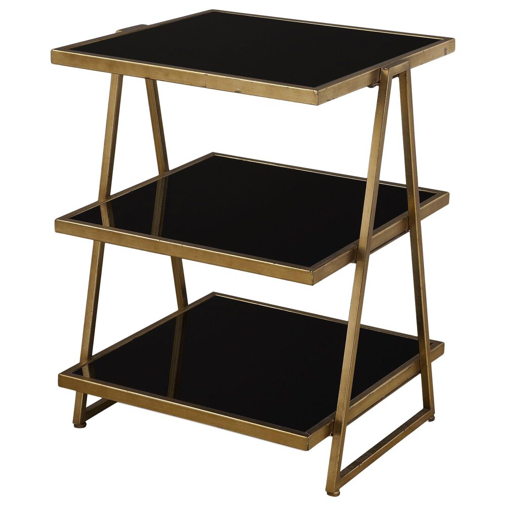 Uttermost Garrity Accent Table in Antiqued Gold Leaf and Black, , large
