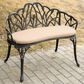 Hearth and Haven Outdoor Tulip Garden Bench with Brown Cushion in Black, , large