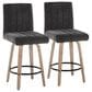 LumiSource Hank Swivel Counter Stool with Black Fabric Upholstery in Whitewashed and Black (Set of 2), , large