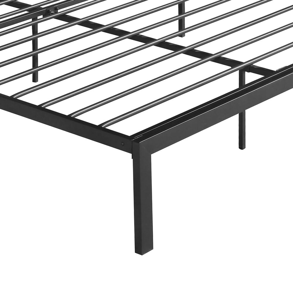 Hearth and Haven Queen Metal Platform Bed with Headboard in Charcoal Gray, , large
