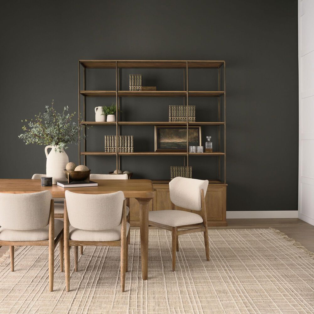 Mercana Baron 4-Door Light Wood with Gunmetal Open Shelving Unit in Brown, , large