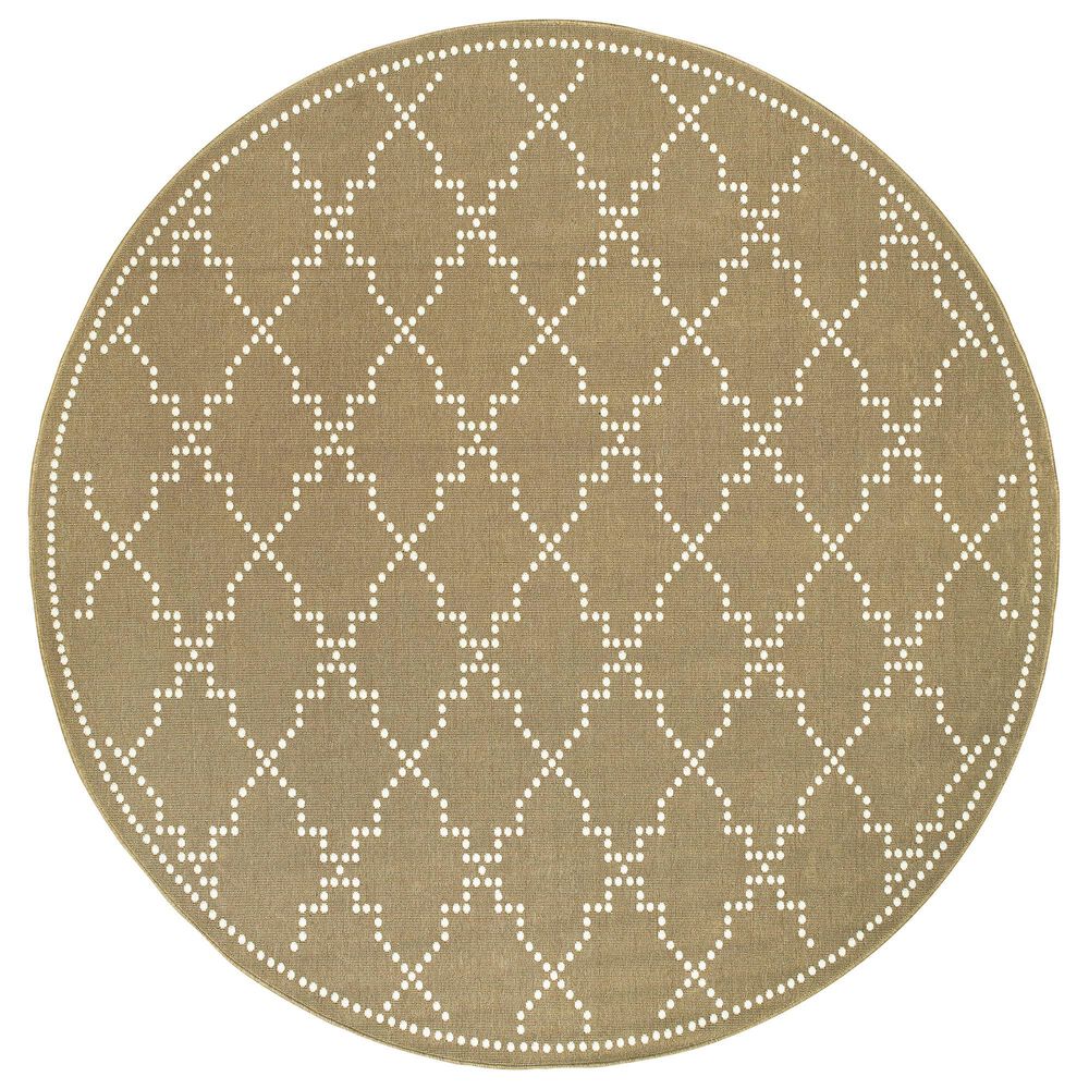 Oriental Weavers Marina 7765Y 7"10" Round Tan and Ivory Area Rug, , large