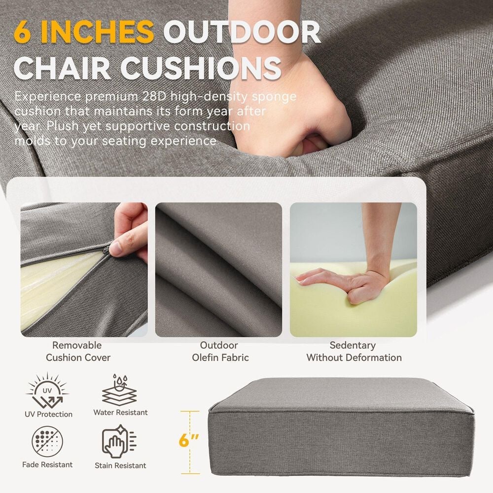 Sunwell Garden 24" Outdoor Seat and Back Cushion Set in Gray (Set of 2), , large