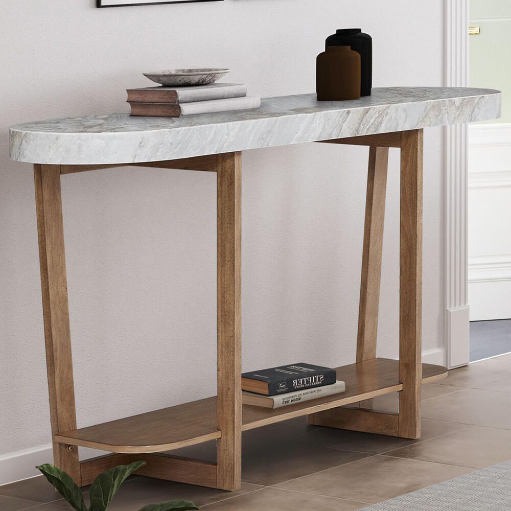 Belle Furnishings Danby Sofa Table in Nutmeg and Alabaster, , large