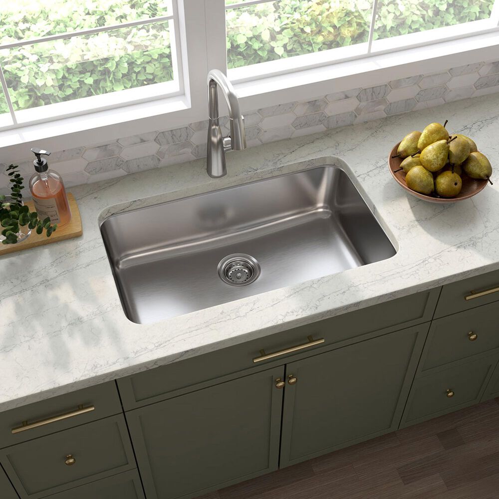 MS International Single Bowl 18-Gauge Stainless Steel Undermount Kitchen Sink, , large