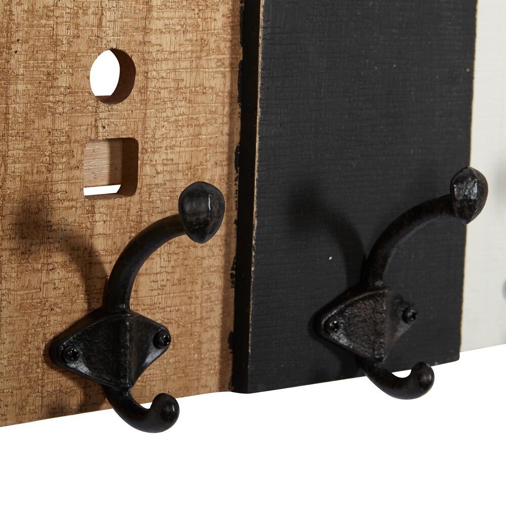 Maple and Jade 22&quot; x 12&quot; Wall Hook in Natural Brown, Distressed Black and Gray, , large