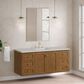 James Martin Laurent 60" Single Bathroom Vanity in Honey Oak with 3 cm Eternal Jasmine Pearl Silestone Top and Rectangular Sink, , large