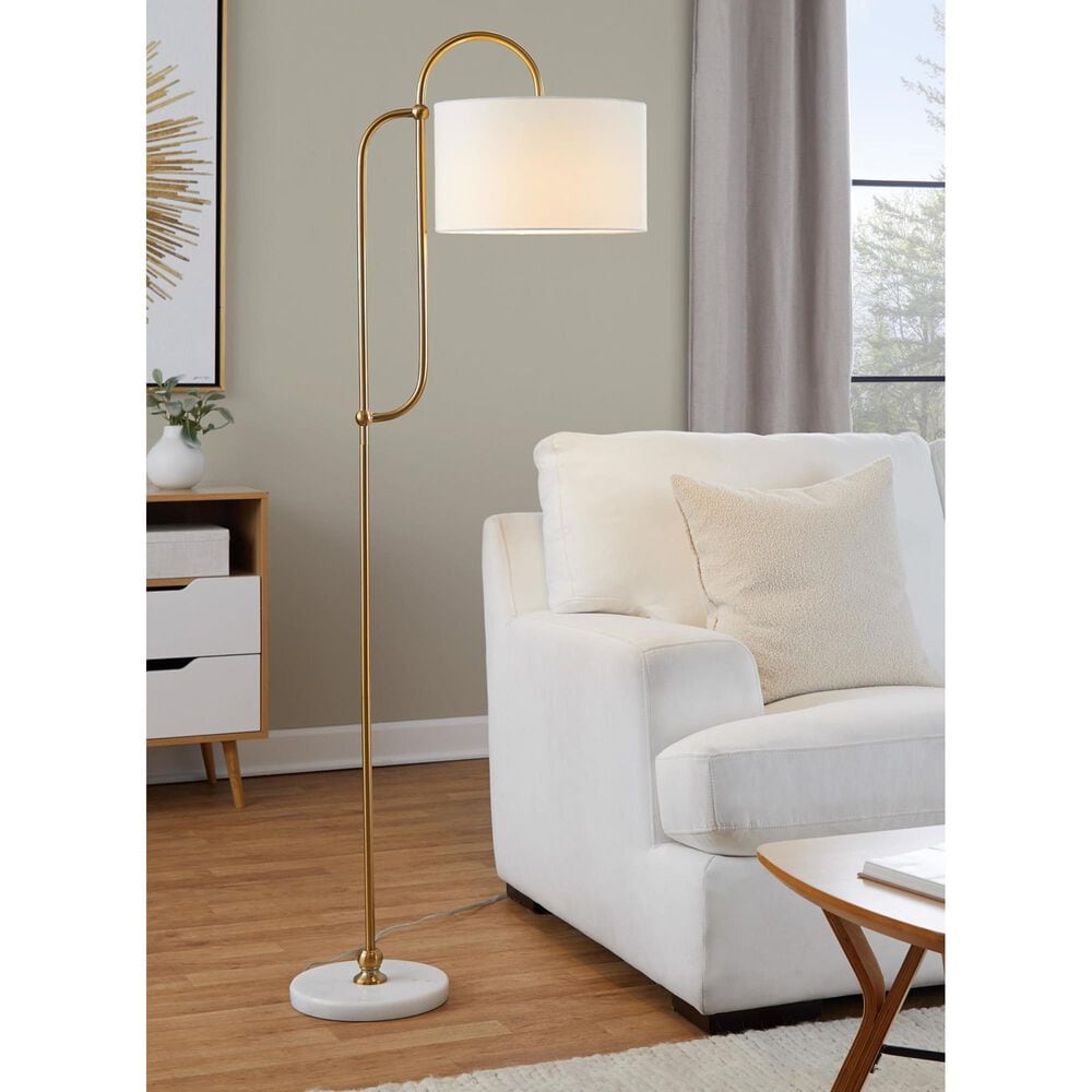 Grandview Gallery Leslie Floor Lamp in Gold and White, , large