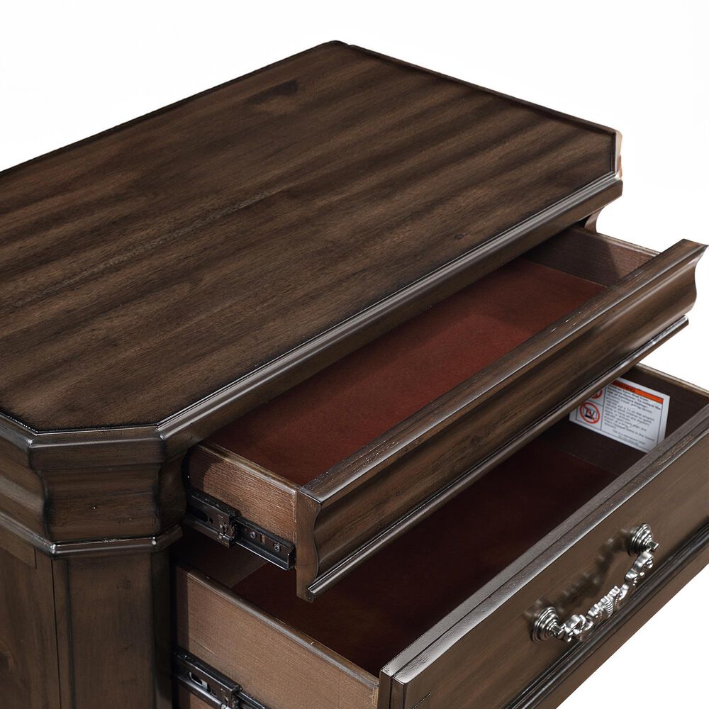 New Heritage Design Lynhurst 2-Drawer Nightstand in Walnut Brown, , large
