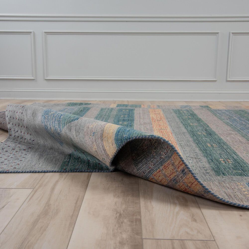 RIZZY Spectrum Dark Blue, Gray, Teal, Ivory, Cream, Green and Dusty Rose 3&#39; x 5&#39; Area Rug, , large