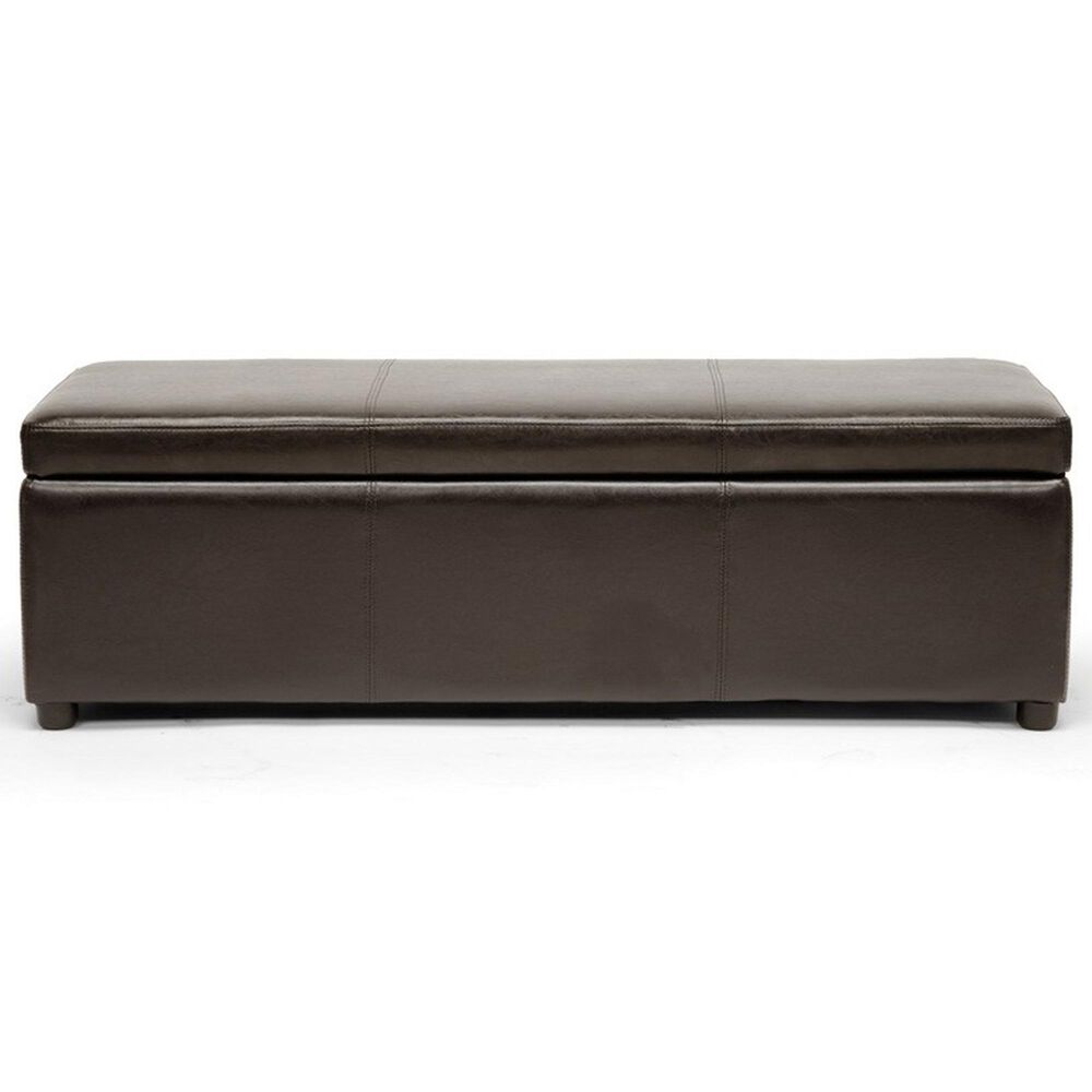 Baxton Studio Dennehy Storage Ottoman in Dark Brown, , large