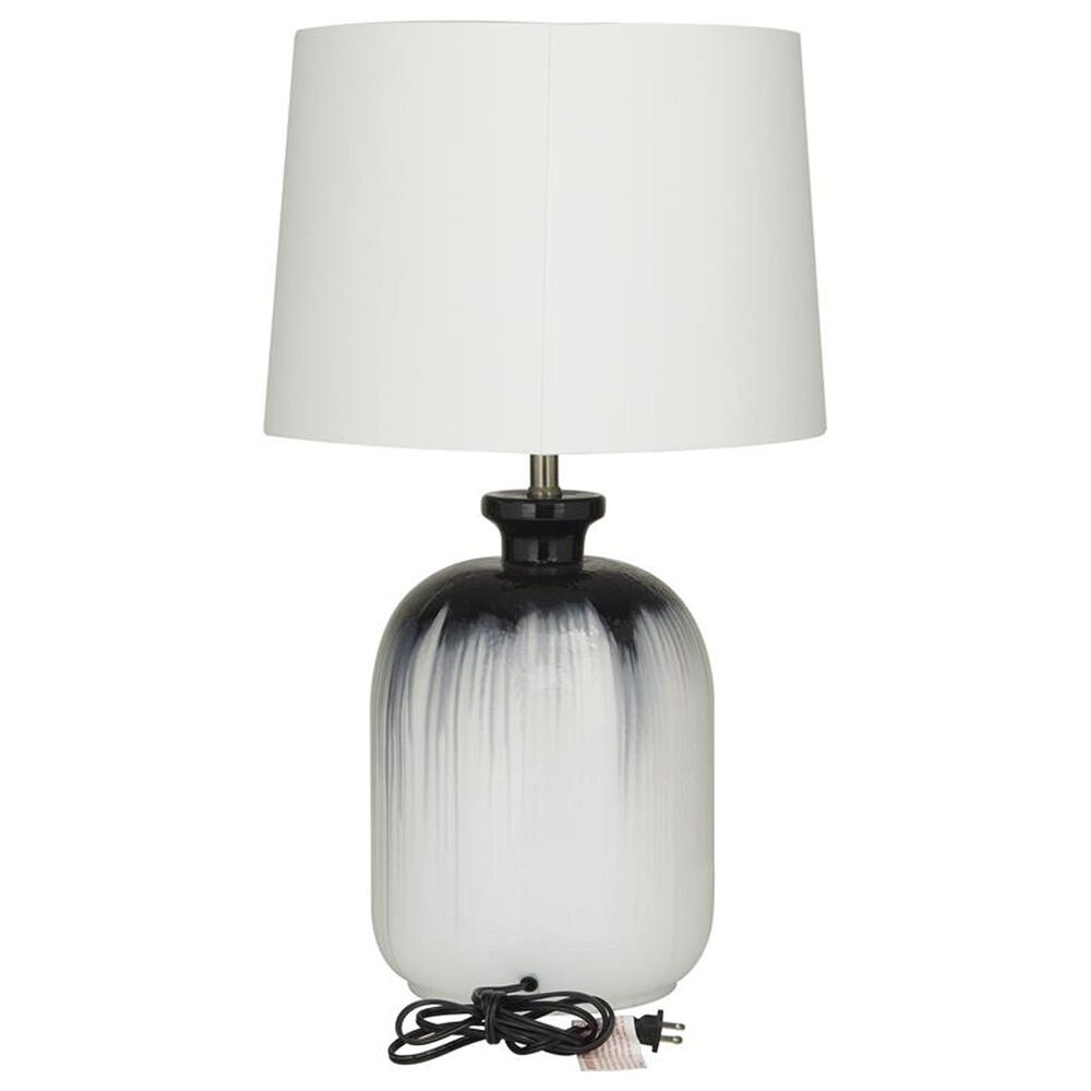 Maple and Jade Glass Rounded Cylinder Table Lamp in White and Black Ombre, , large