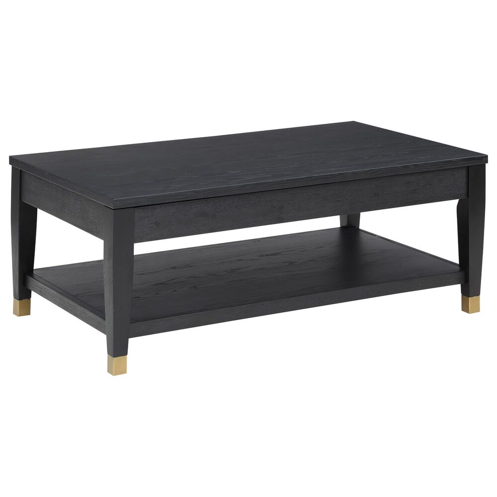 Steve Silver Furniture Yves Lift-Top Cocktail Table in Rubbed Charcoal and Brushed Brass, , large