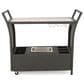 Hearth and Haven Bar Cart with Glass Top in Gray with Ice Tray, , large
