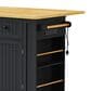 HOMLUX 48" Kitchen Island with Drop Leaf in Black and Natural, , large