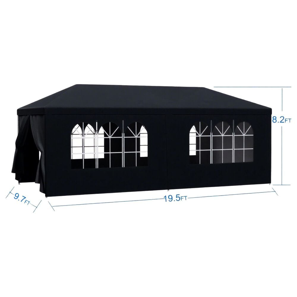 HOMLUX 10' x 20' Outdoor Canopy Gazebo with Sidewalls for Party in Black, , large