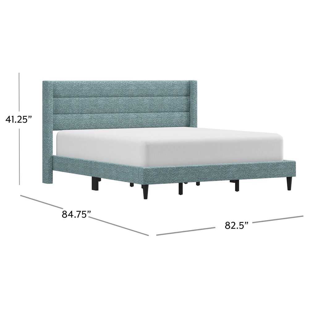 Richlands Furniture Demore King Platform Bed with Light Aqua Blue Upholstery in Black, , large